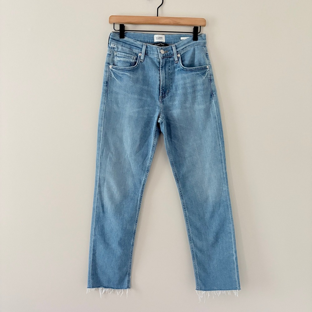 Citizens of Humanity Jeans Isola 27 Light Blue Cropped High Rise Raw Hem